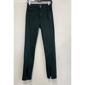 Just Black Denim Black/Dark Green Split Hem Jeans - Size 27 Made in USA